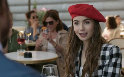 Emily in Paris wearing a French beret hat