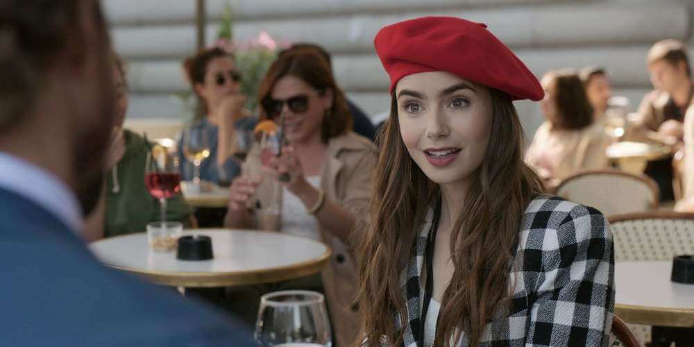 Emily in Paris wearing a French beret hat