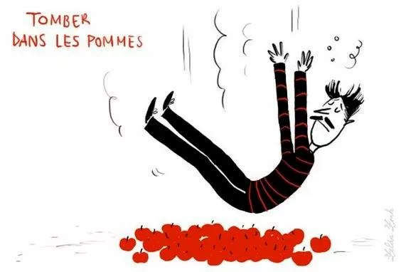 Tomber dans les pommes, a popular French expression